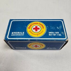 Red Cross Cotton Sterile Absorbent Small Size Net Wt 1 oz Vintage‎ 1970s